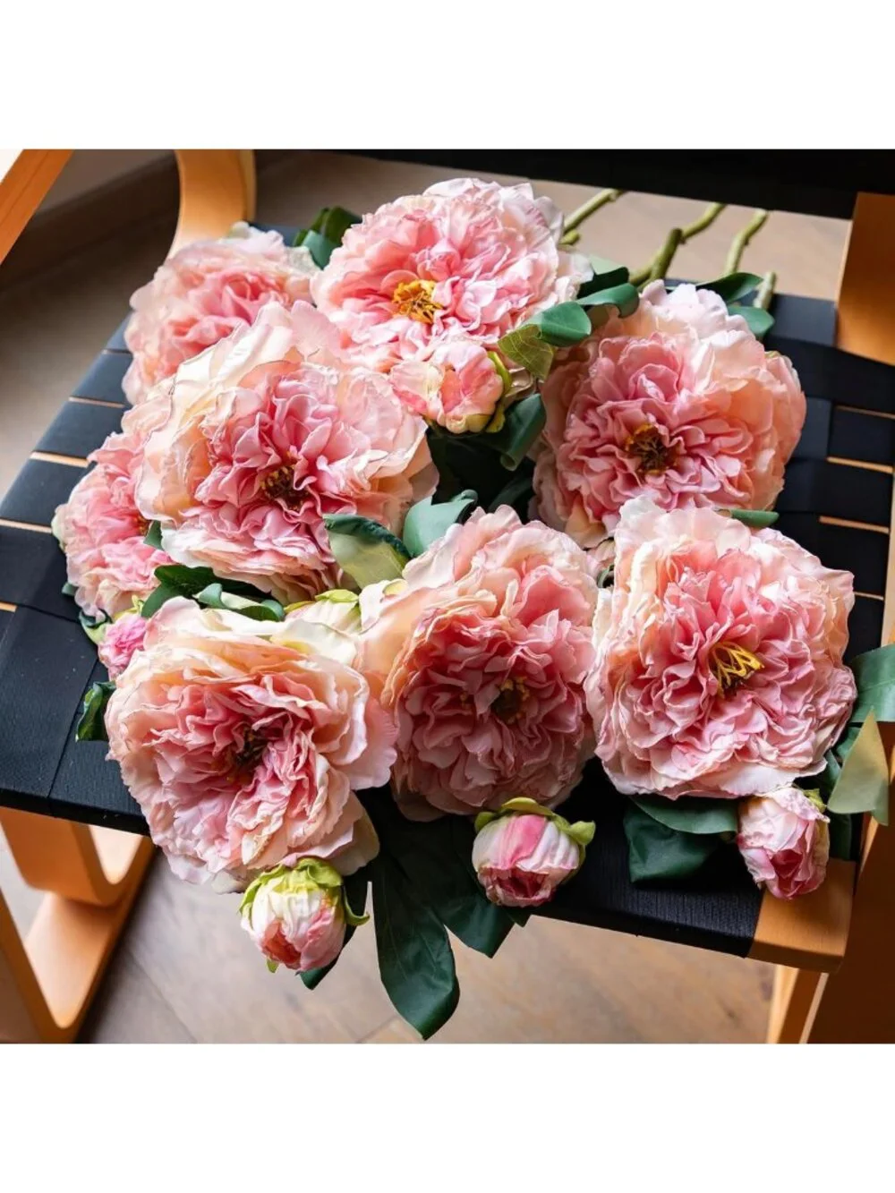 Vintage Silk Peony Artificial Flowers - Large Long Stem Home Decor (Pink, 4PCS)